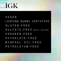 IGK product flatlay with red sea algae visual indicating natural hydration and shine benefit