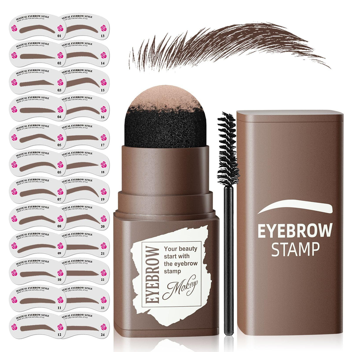 Ihrlpxkc front packaging showing complete eyebrow stamp stencil kit for quick shaping