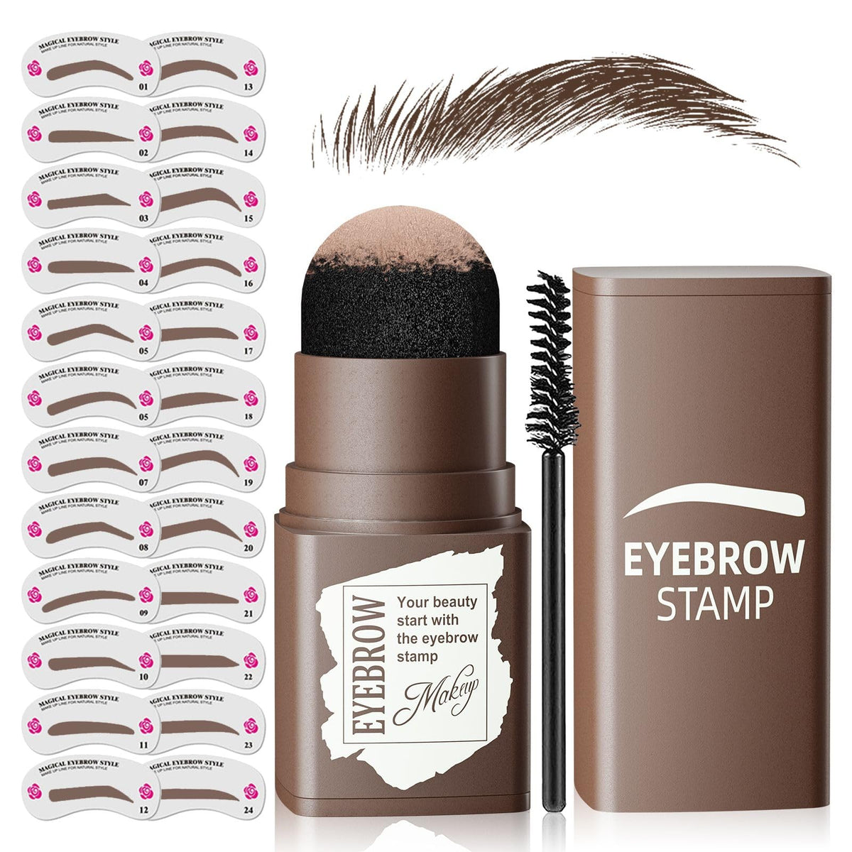 Ihrlpxkc front packaging showing complete eyebrow stamp kit benefits