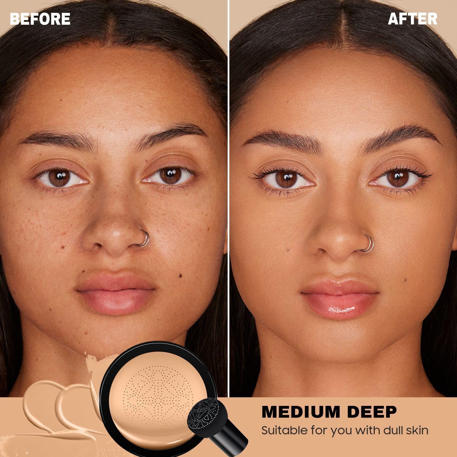 ihrlpxkc open cushion with applicator demonstrating even product pickup for smooth application
