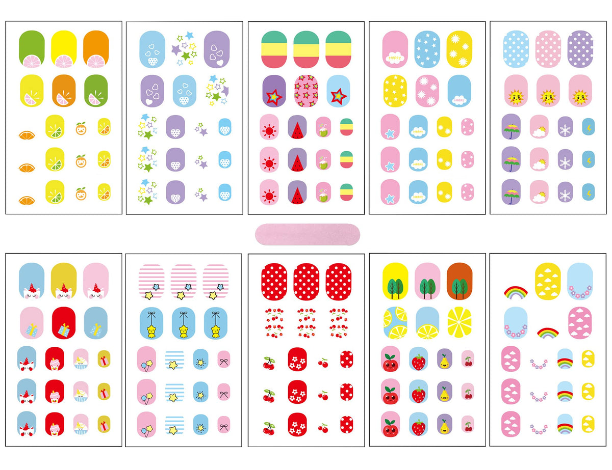 IHUKEIT front packaging showing ten themed nail wrap sheets and included file