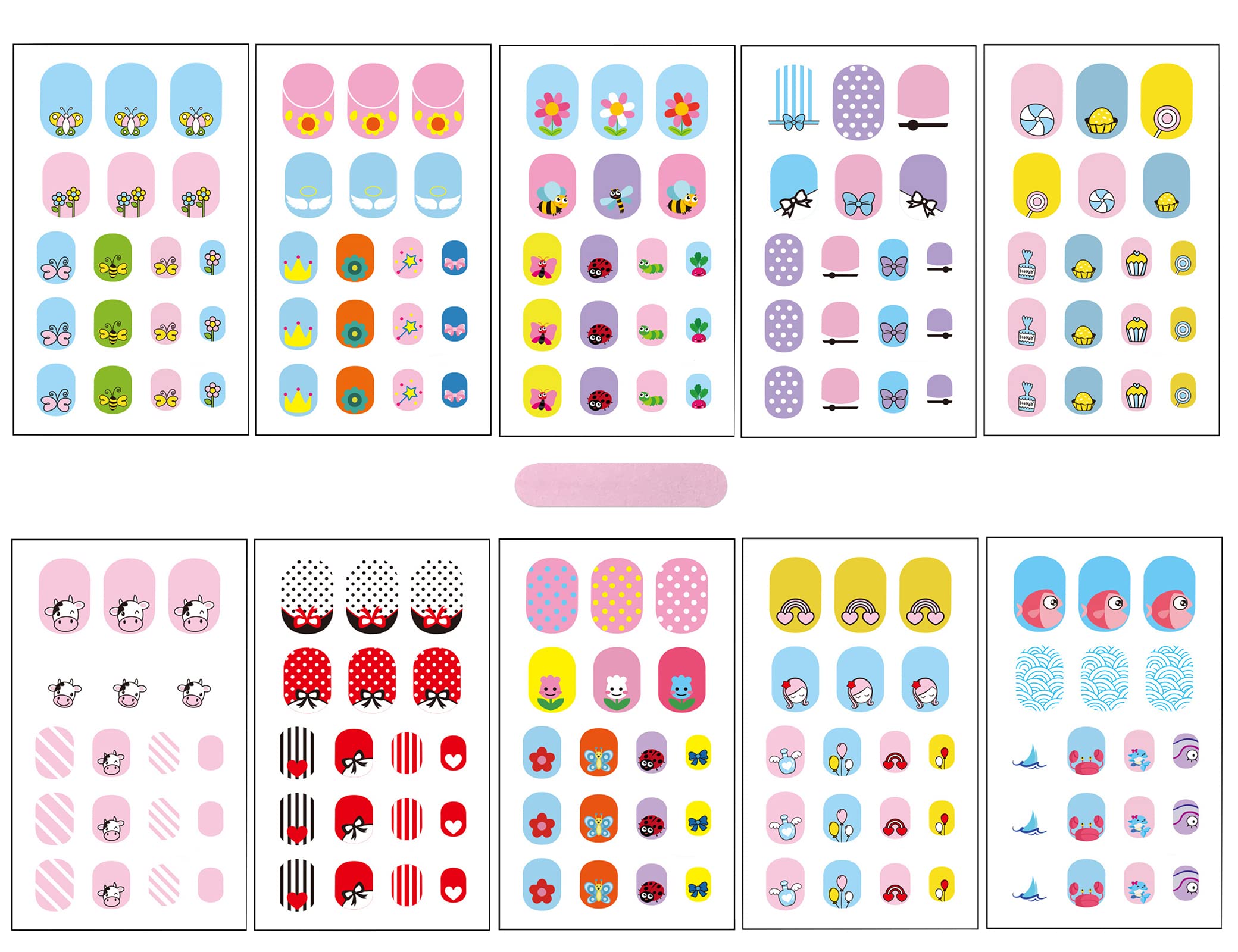 IHUKEIT front packaging showing 10-sheet kids nail wrap set for easy selection