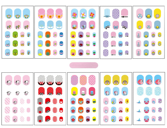 IHUKEIT front packaging showing 10-sheet kids nail wrap set for easy selection