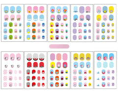 IHUKEIT front packaging showing 10-sheet kids nail wrap set for easy selection