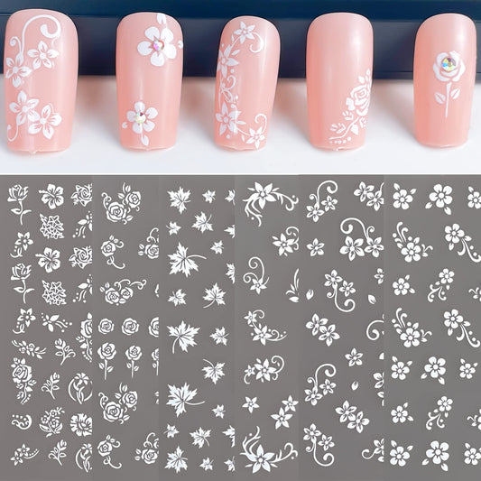 IHUKEIT front packaging showing six white floral decal sheets and clear branding benefit quick selection