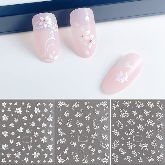 IHUKEIT six sheets spread flat displaying variety of white flower designs for creative mixing