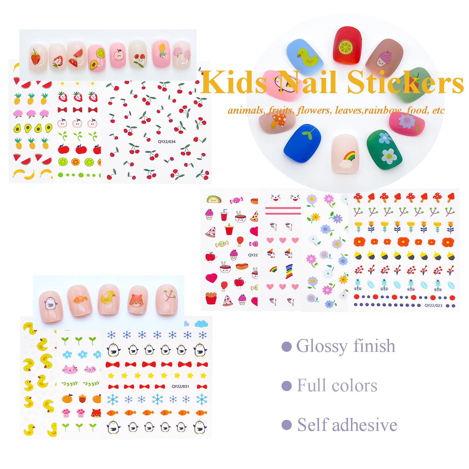 IHUKEIT size comparison on fingers showing small sticker fit for kids’ nails