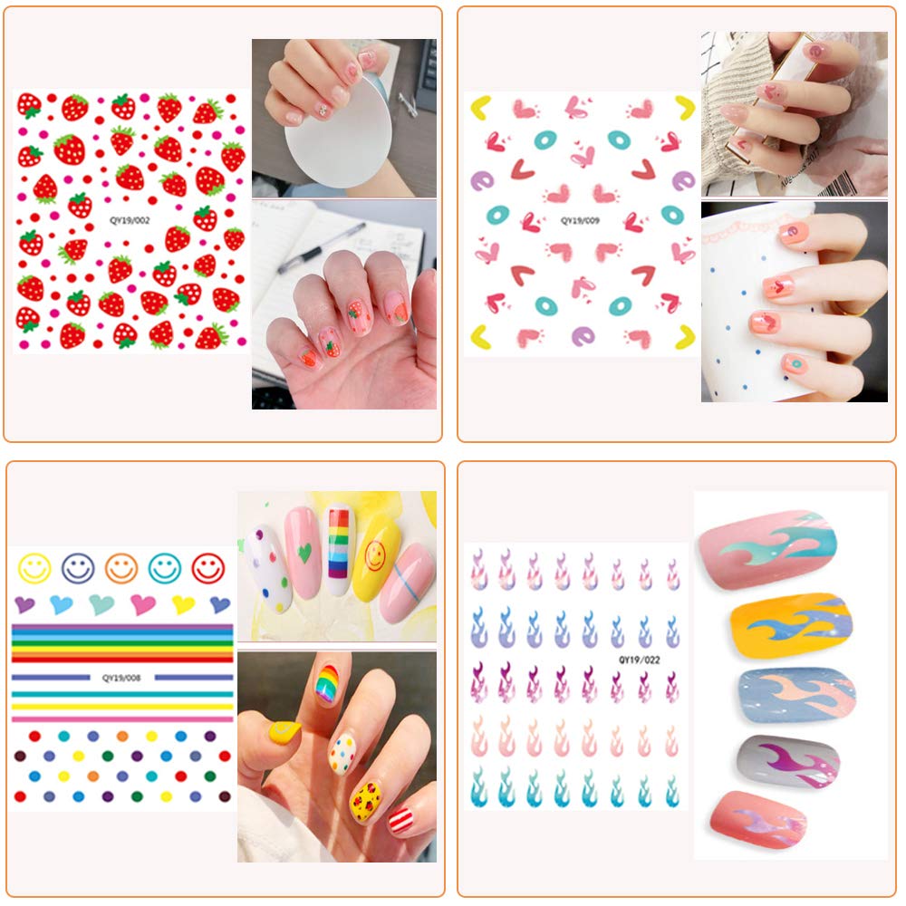 IHUKEIT size comparison hand showing sticker scale for different nail sizes