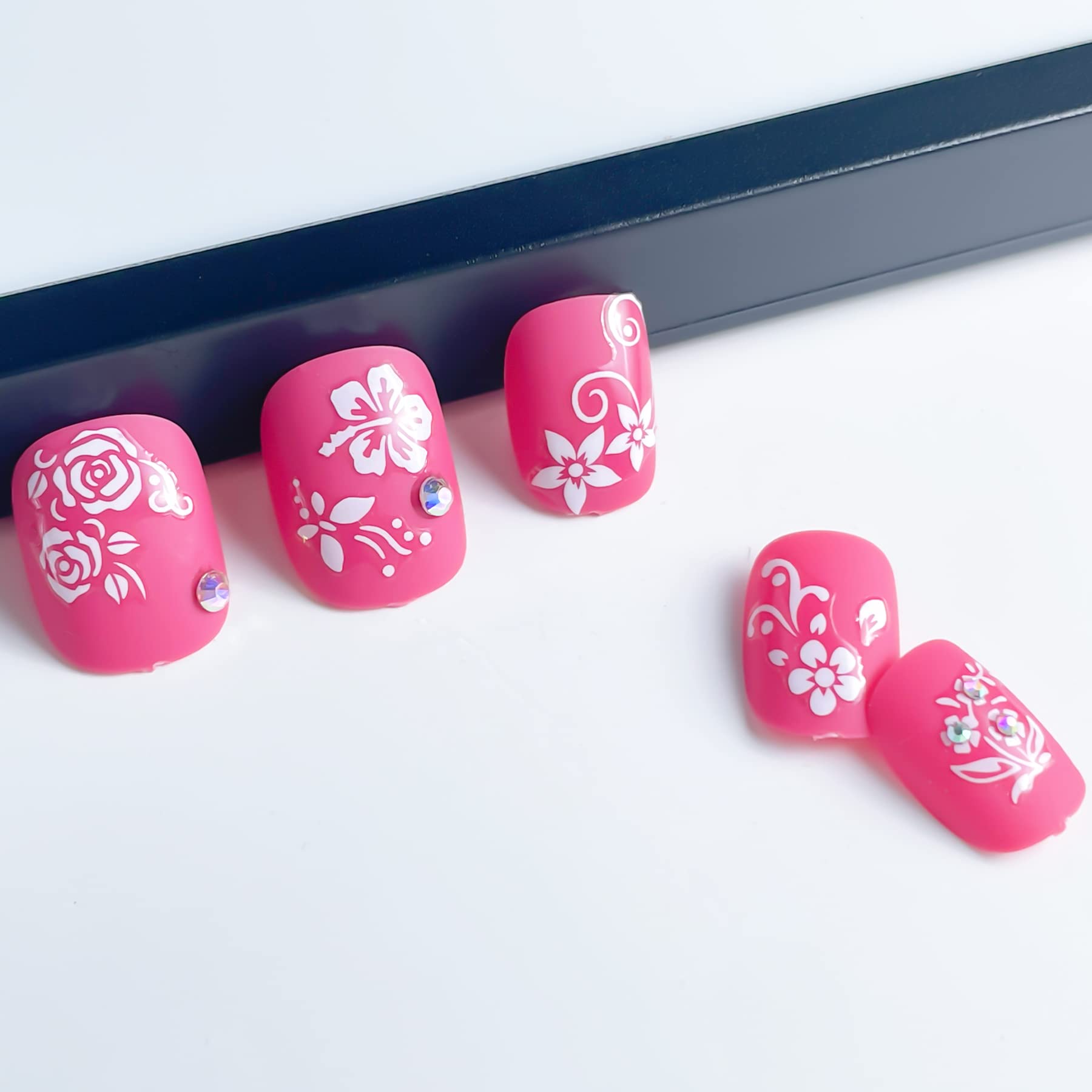 IHUKEIT stickers applied on acrylic nails showing polished finish and easy salon-style result