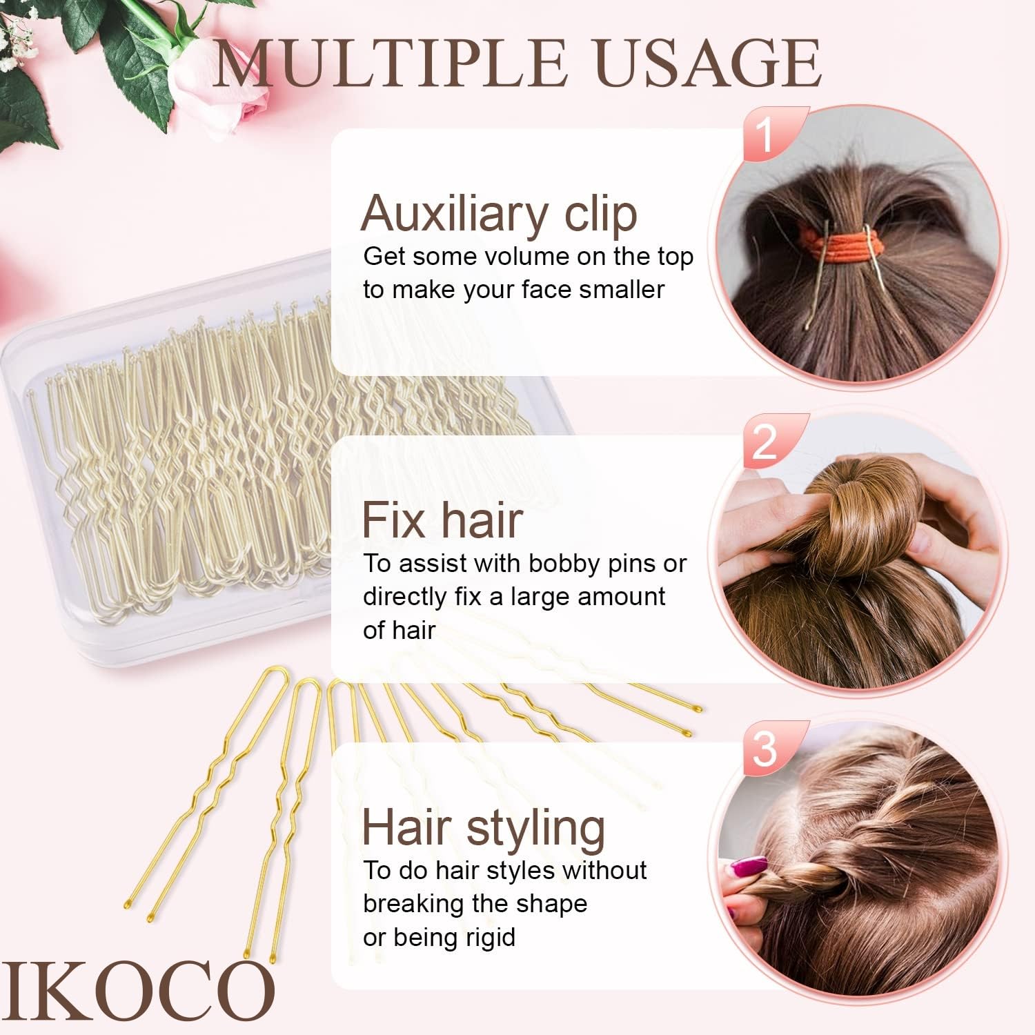 IKOCO open storage box holding pins for tidy, travel-ready organization