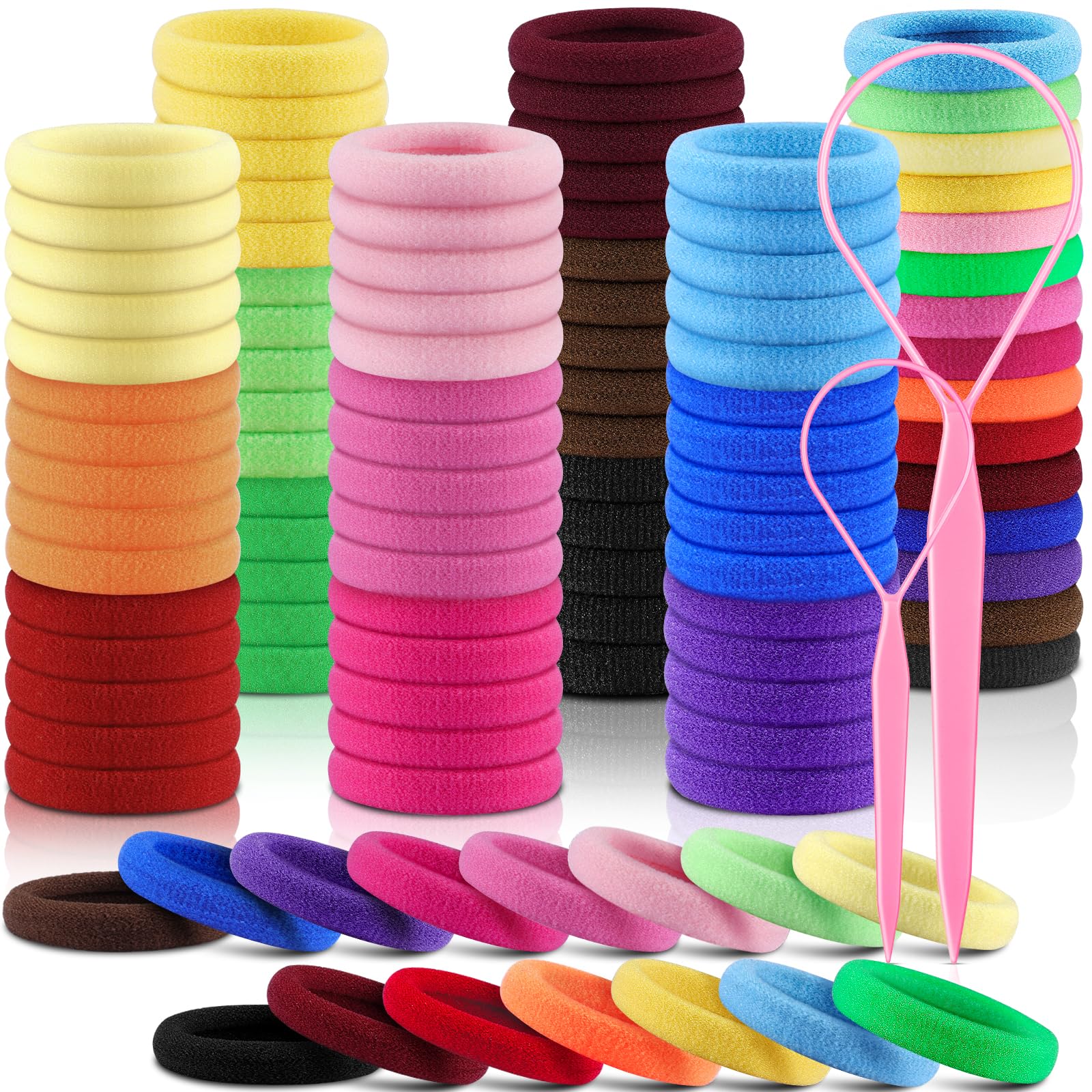 IKOCO front pack display showing 150 colorful hair ties for daily use