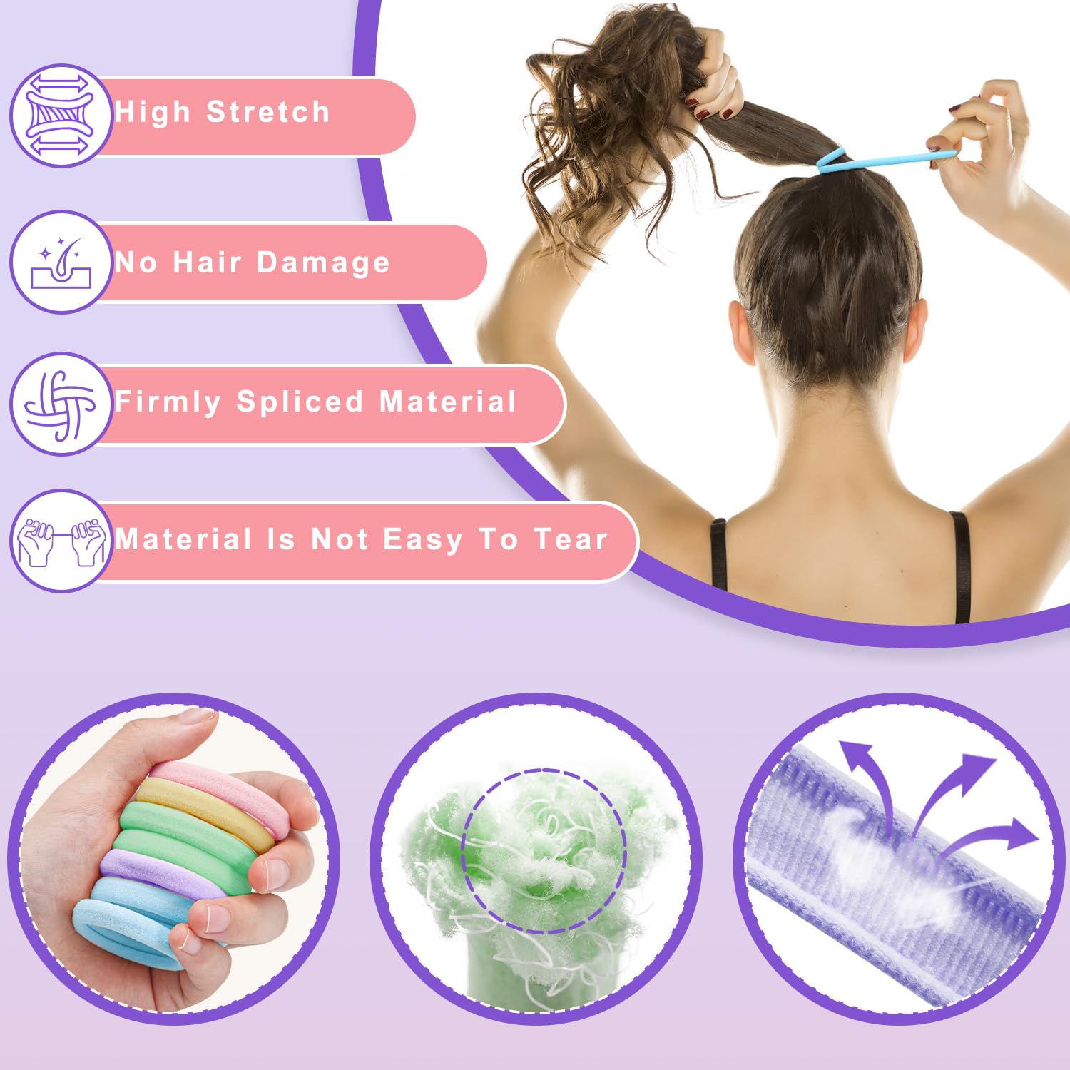 IKOCO hair tie securing a thick ponytail, comfortable firm hold for all-day wear