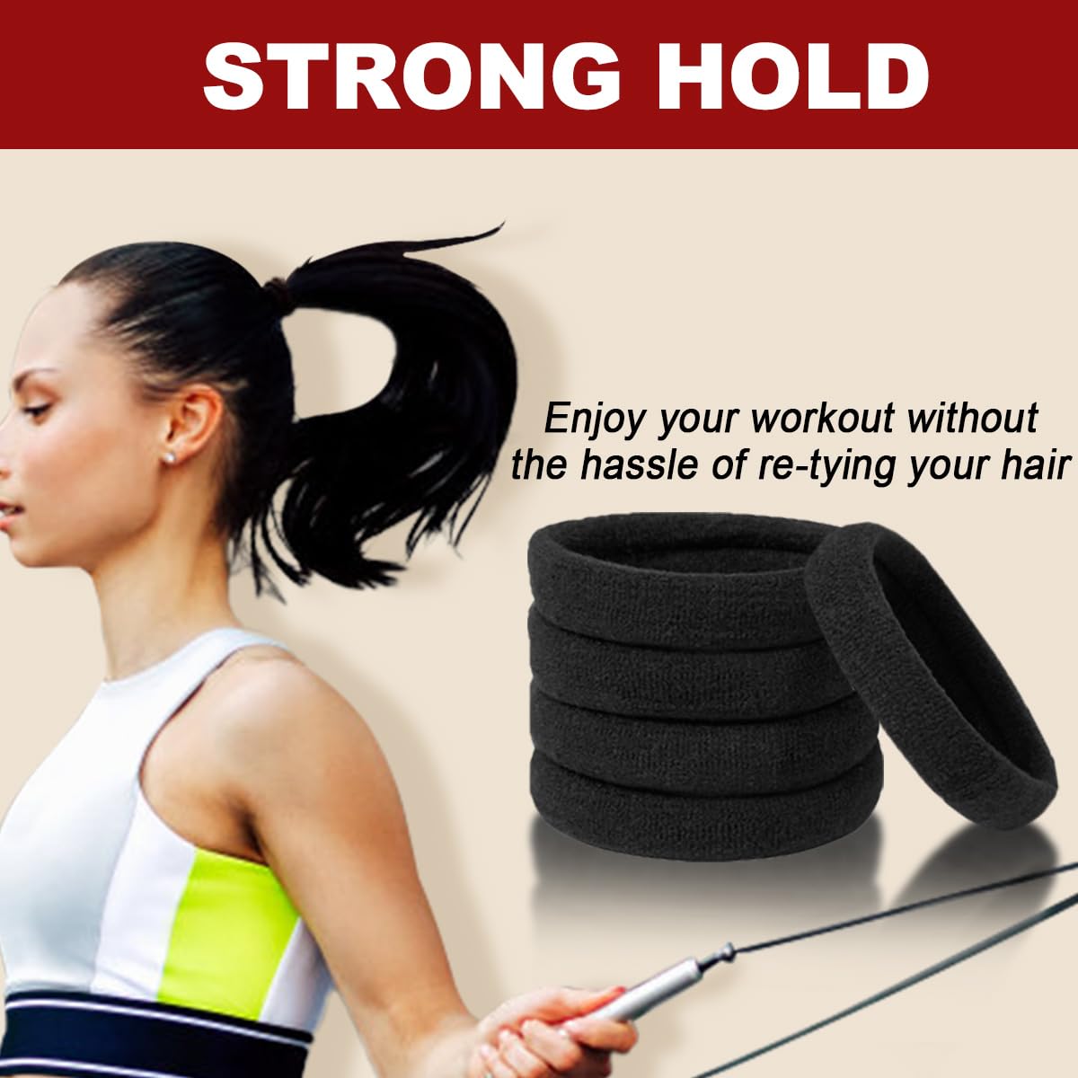 IKOCO ponytail held during workout showing secure non-slip hold