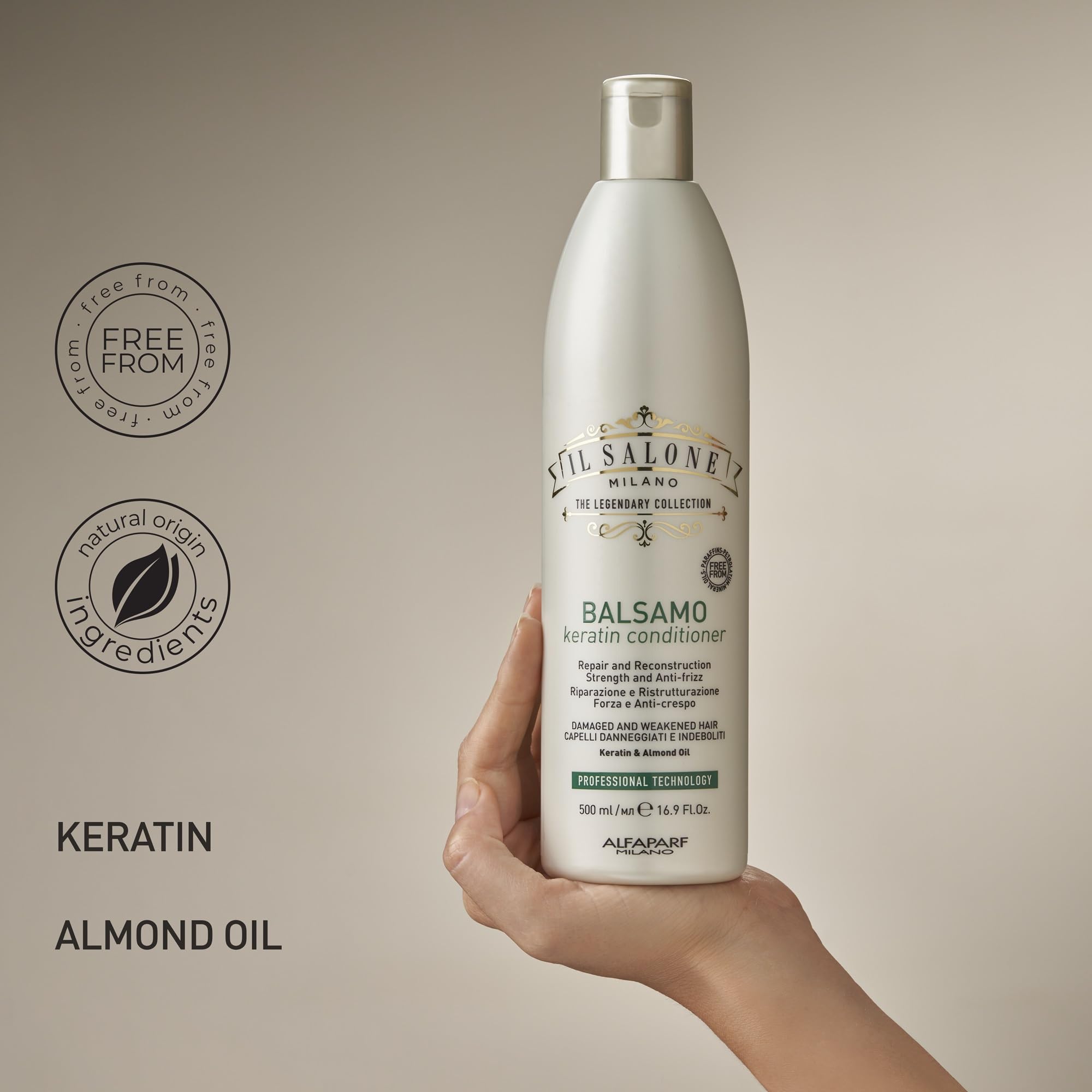Il Salone Milano bottle on bathroom shelf for salon-style routine