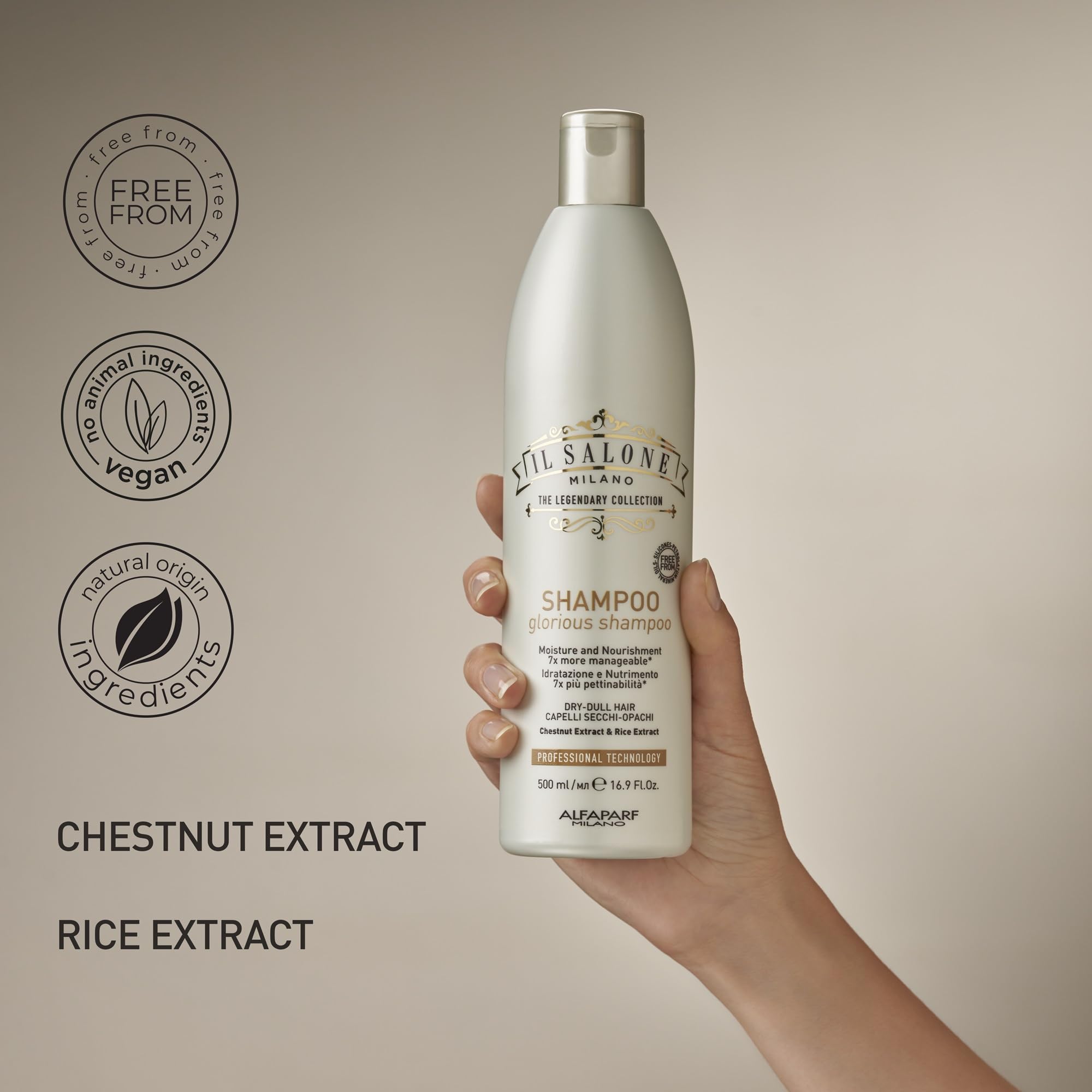 Creamy foam texture of Il Salone Milano Glorious shampoo demonstrating gentle, rich lather