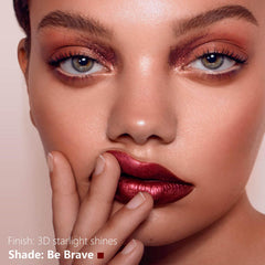 ilembane close-up on lips highlighting smooth metallic texture and shine