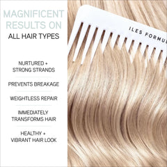 ILES FORMULA before and after hair comparison showing reduced frizz and smoother strands