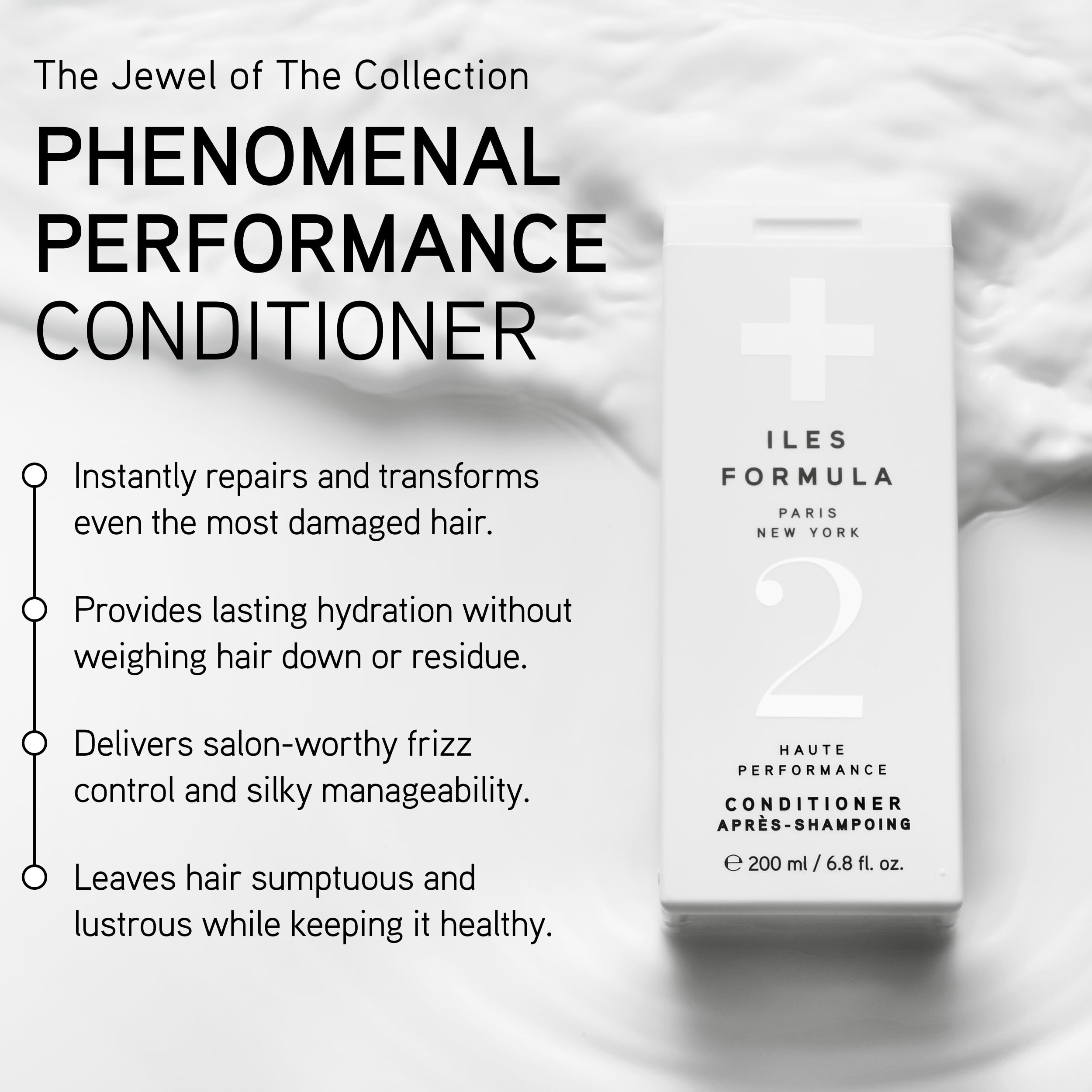ILES FORMULA creamy conditioner texture on hand highlighting smooth hydration benefit