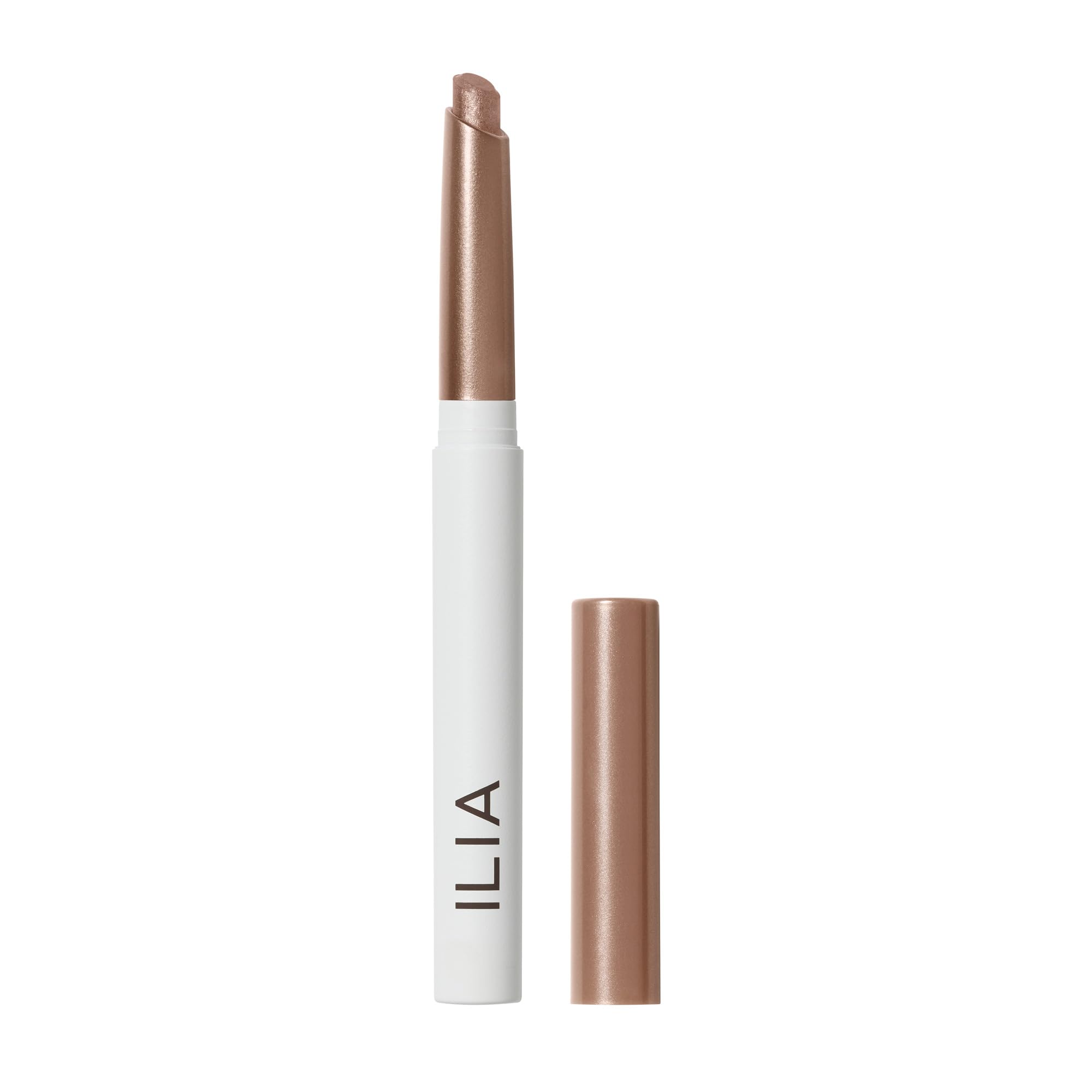 ILIA eye stylus front view showing sleek stick and label for easy application