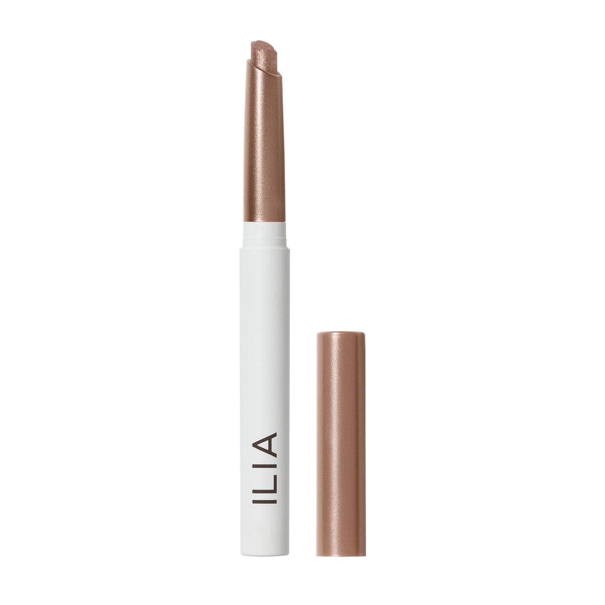 ILIA eye stylus front view showing sleek stick and label for easy application
