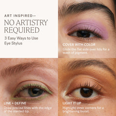 ILIA eye stylus angled tip demo showing edge for lining and defining eyes