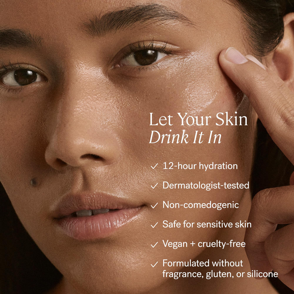 ILIA next to makeup compact showing smooth priming effect before foundation