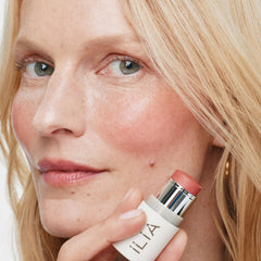 ILIA multi-stick on lips closeup illustrating smooth pigment payoff