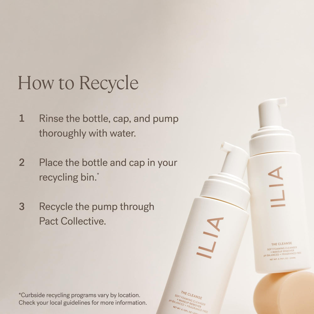 ILIA open bottle emphasizing fragrance-free formulation benefits