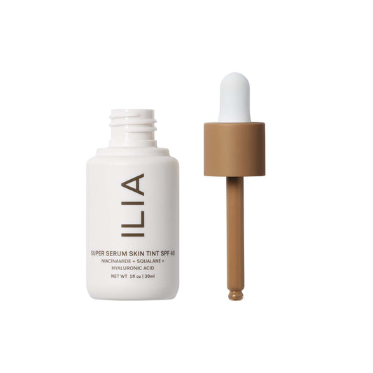 ILIA pump dispensing serum-tint demonstrating lightweight texture and coverage