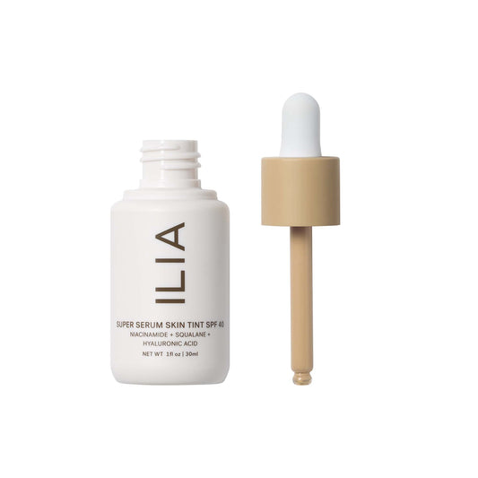 ILIA pump dispensing serum-tint texture highlighting easy application