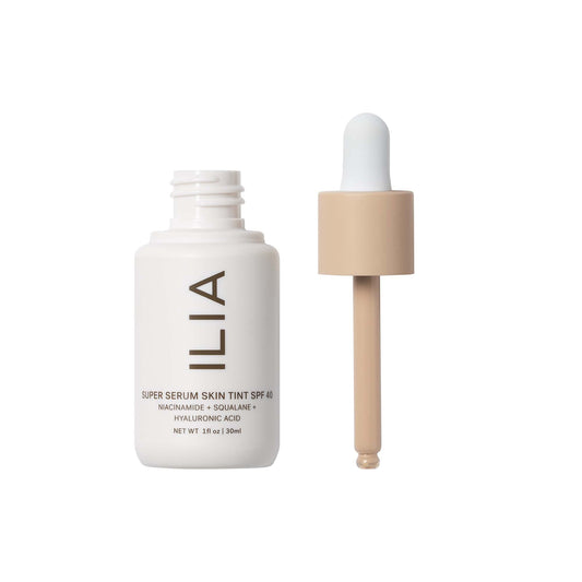 ILIA skin tint texture close-up highlighting dewy, hydrating formula benefit