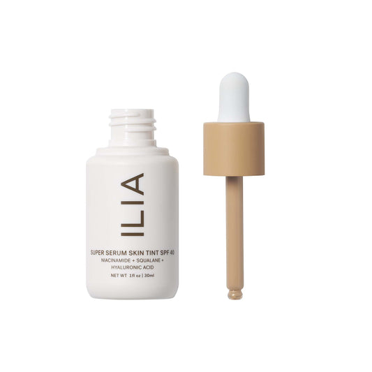 ILIA close-up texture of serum tint showing dewy, hydrating finish