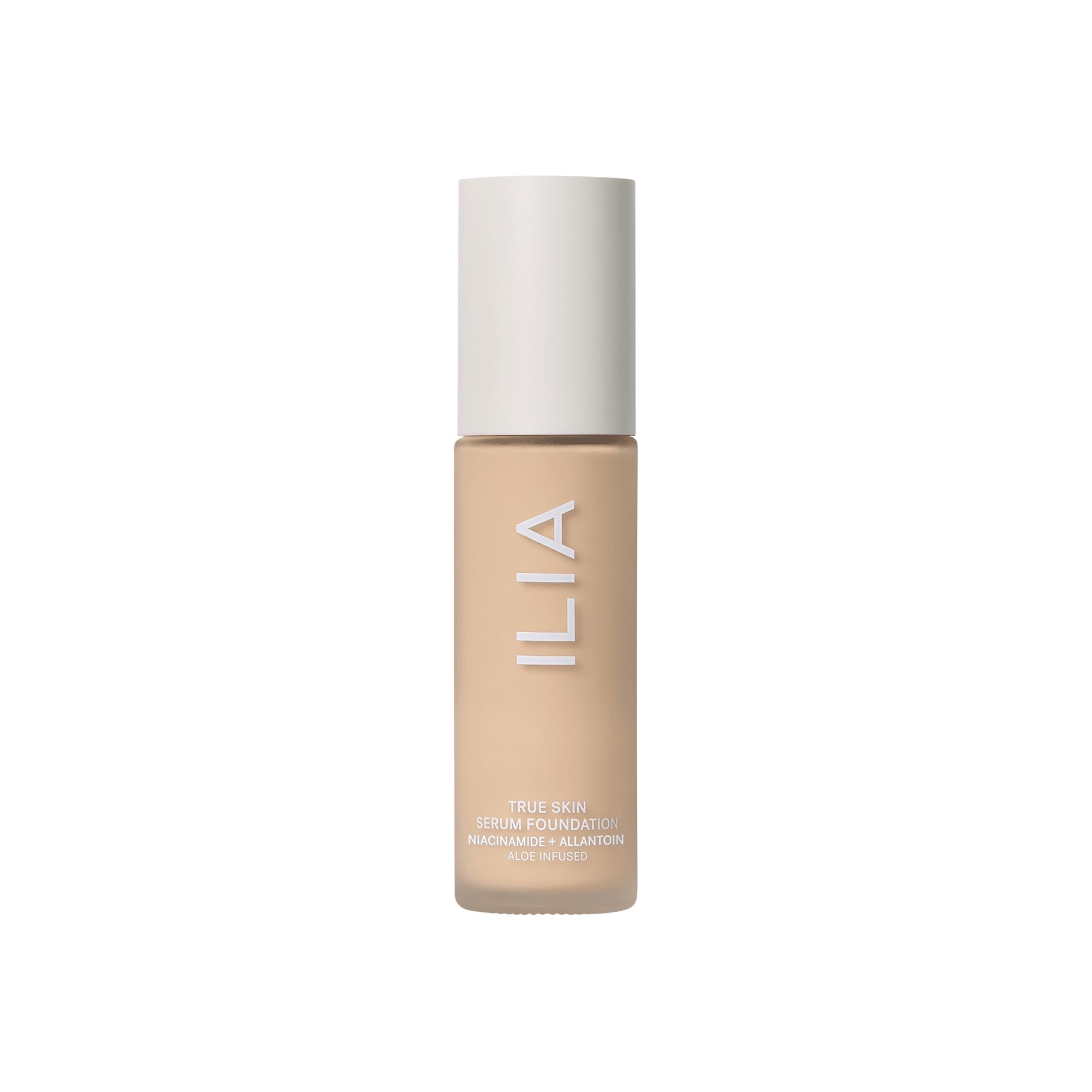 ILIA bottle styled on vanity to convey everyday skincare-makeup routine benefit