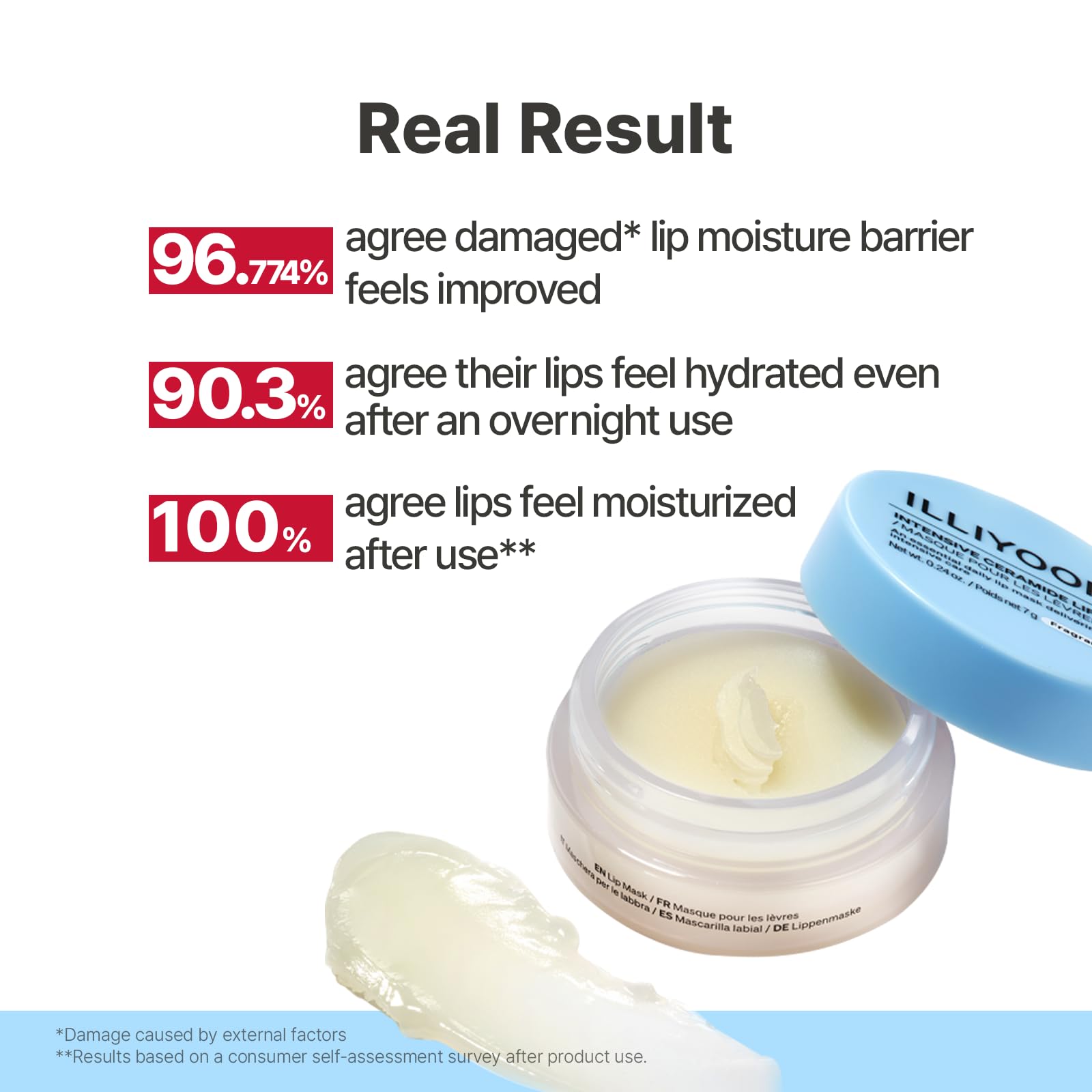 Illiyoon ingredient label highlighting 10,000ppm ceramide for barrier support