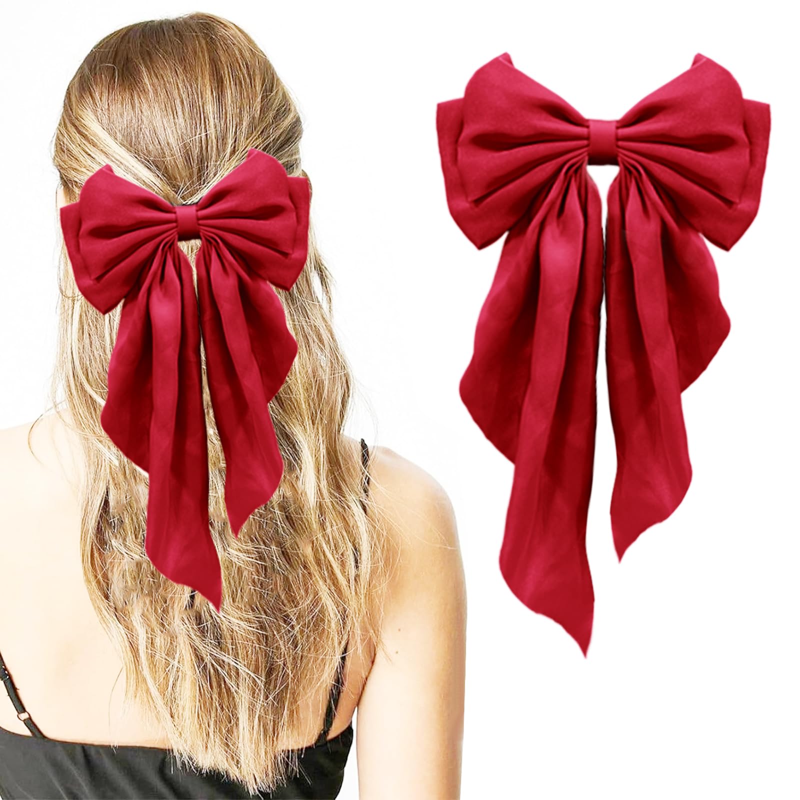illpta bow worn with holiday outfit in lifestyle shot for festive styling benefit