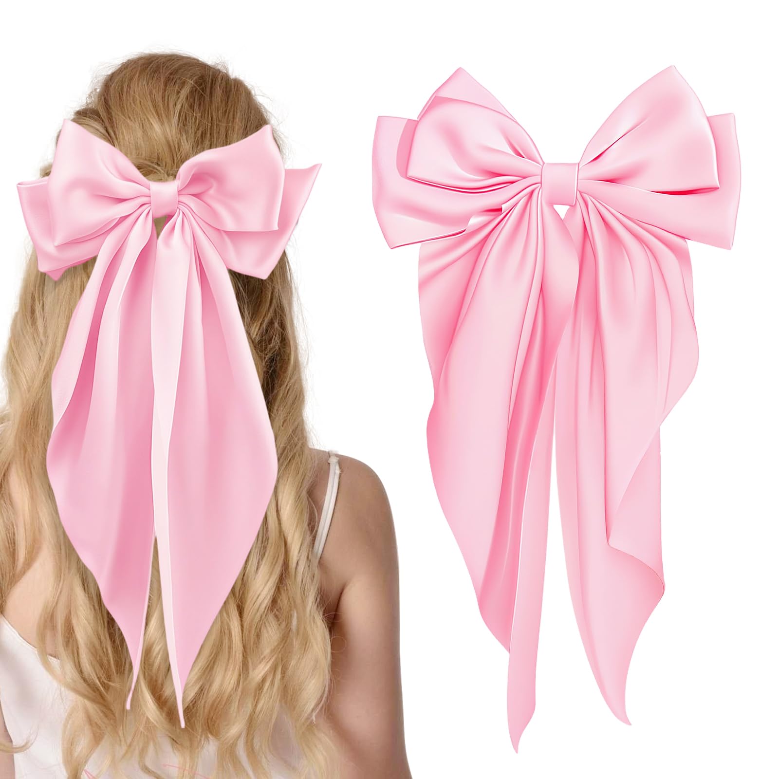 illpta front view large pink satin bow showing elegant styling benefit