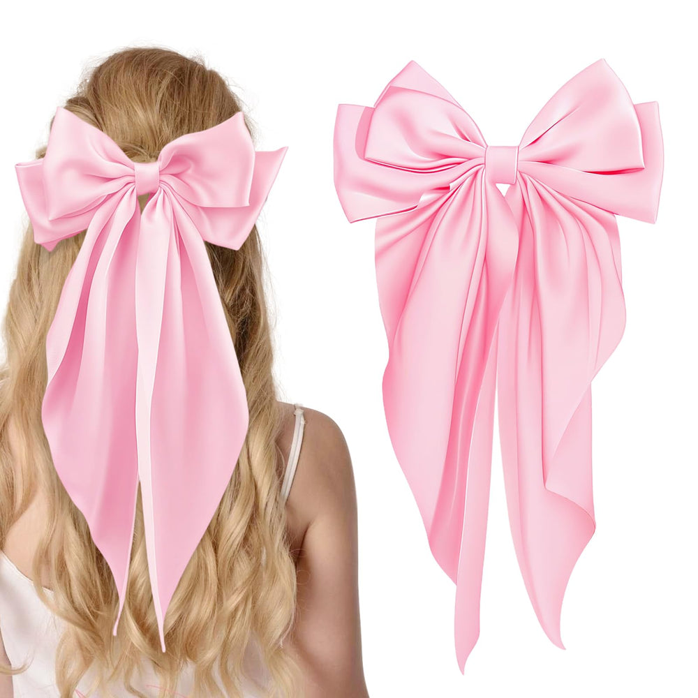 illpta front view large pink satin bow showing elegant styling benefit