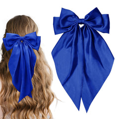 illpta royal blue bow front view showing polished satin and statement shape