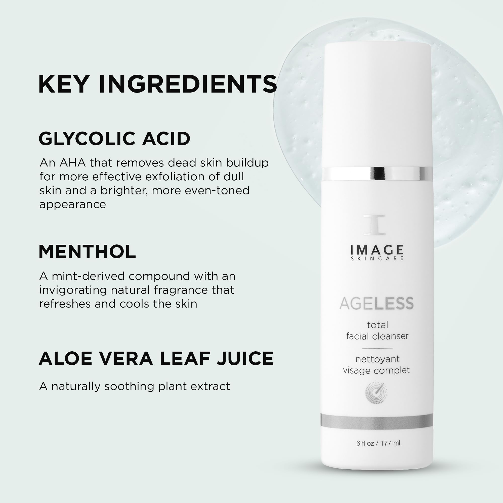 IMAGE Skincare ingredient label highlighting glycolic acid and aloe