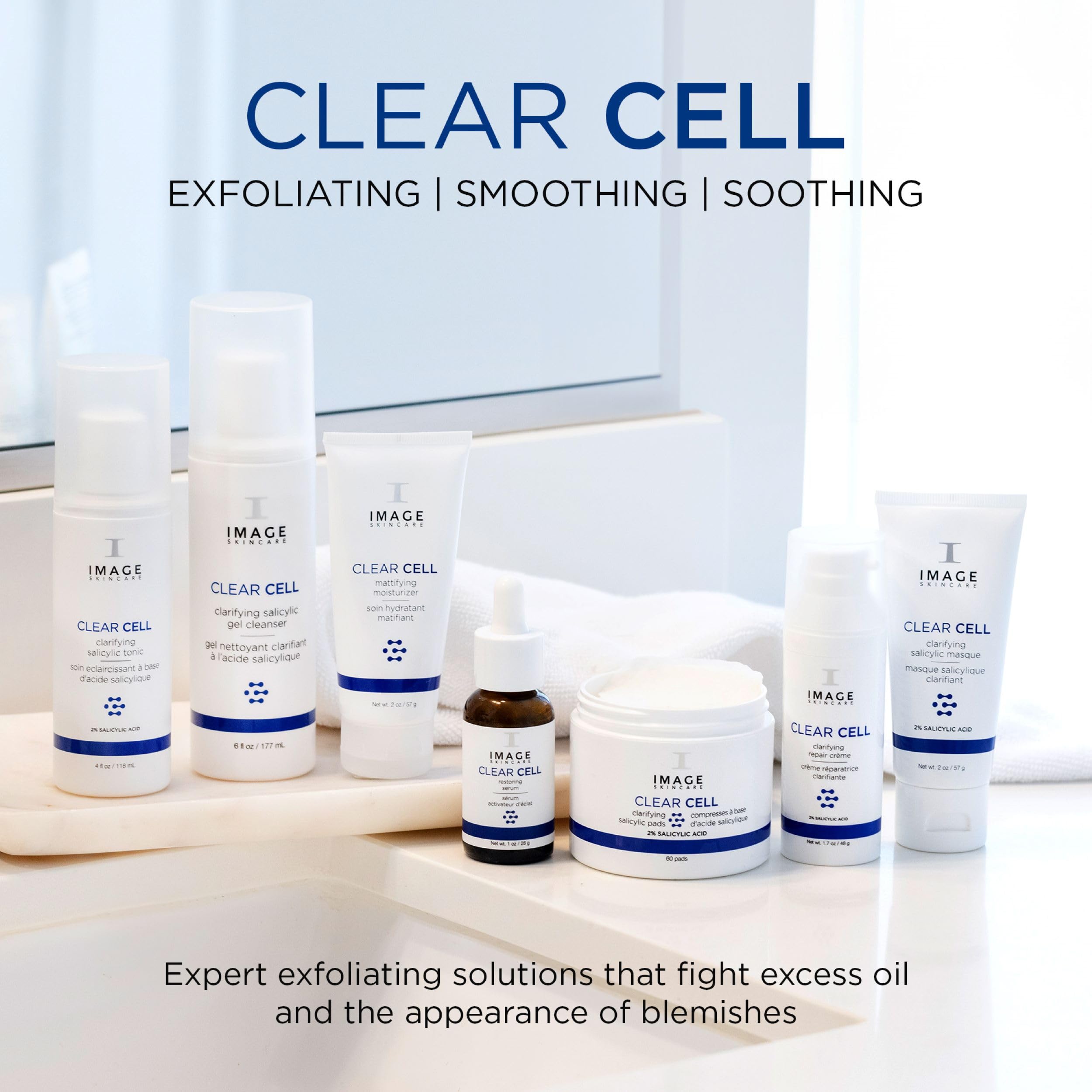 IMAGE Skincare tub on bathroom vanity suggesting daily skincare routine integration