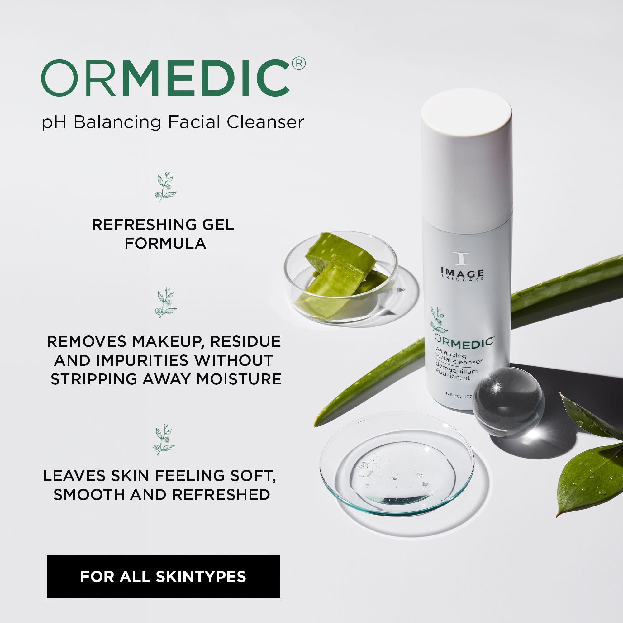 IMAGE Skincare ORMEDIC pump dispensing wash illustrating easy, controlled application