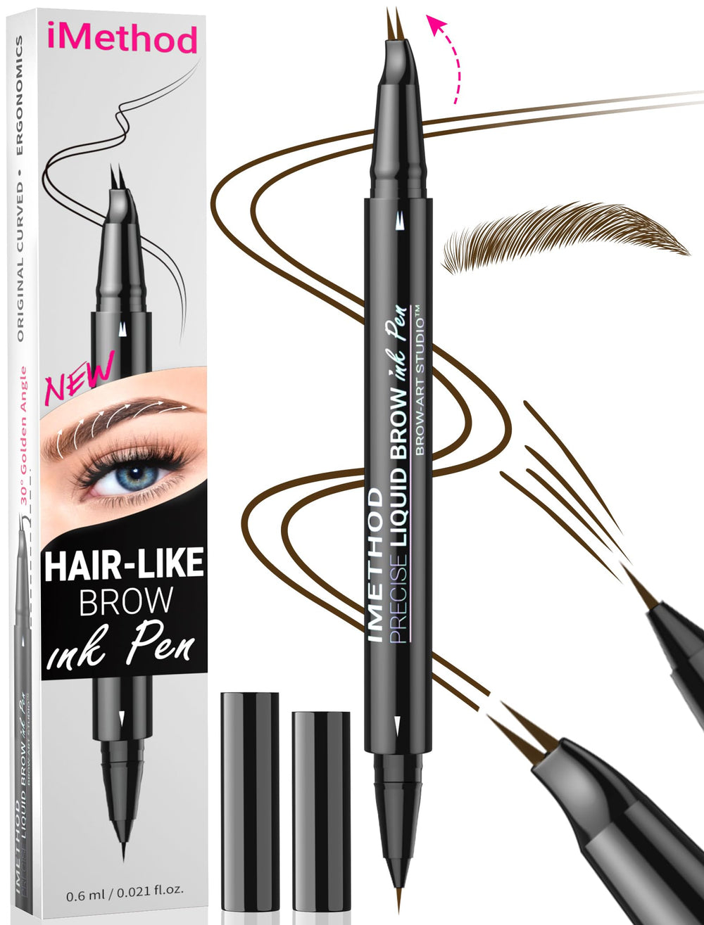 iMethod curved eyebrow pen front packaging showing product and shade