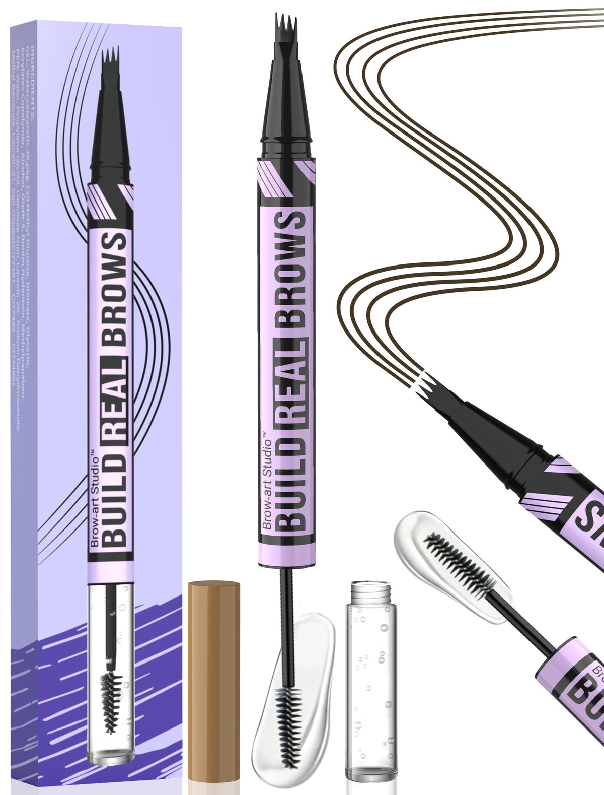 iMethod dual-ended brow pen front view showing compact design and easy control