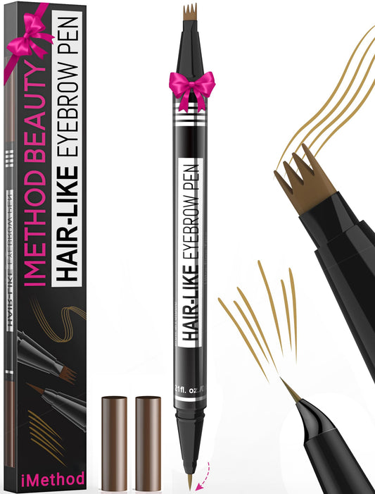 iMethod dual-ended brow pencil front view showing both tips and compact design benefit