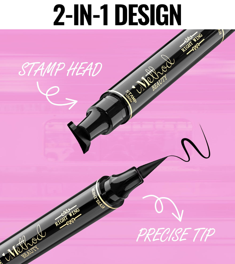 iMethod dual-ended pen in hand showing stamp and fine liner benefit