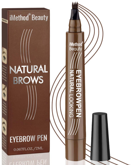 iMethod eyebrow pen front packaging showing compact travel-ready design benefit
