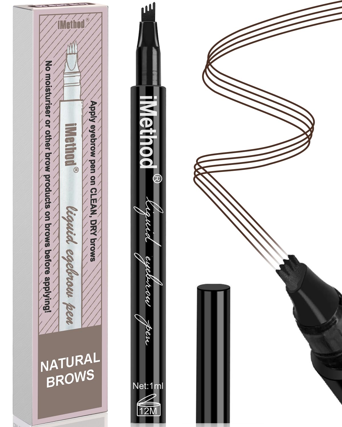 iMethod eyebrow pen front view showing slim design and color for precise application