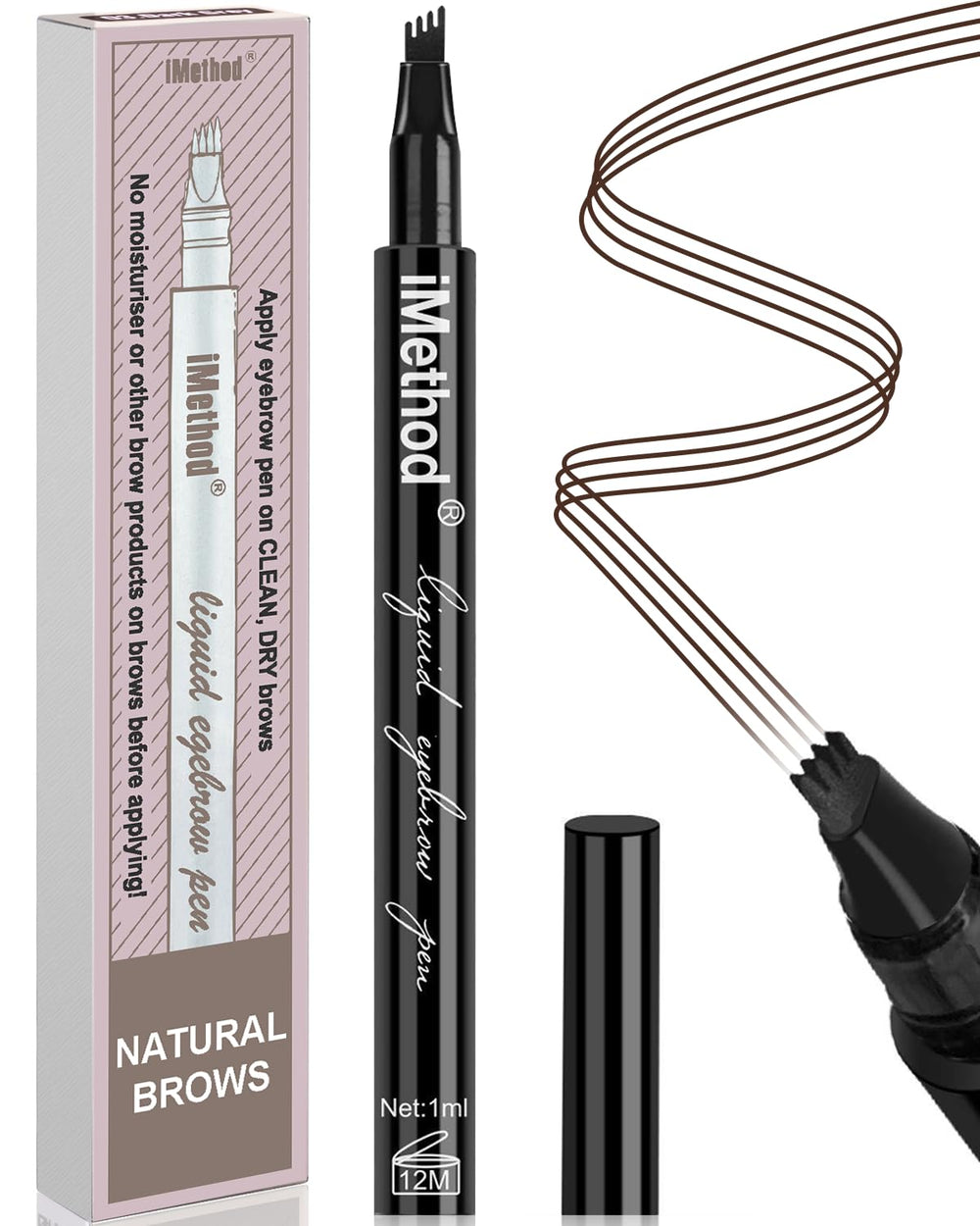 iMethod eyebrow pen front view showing slim design and color for precise application