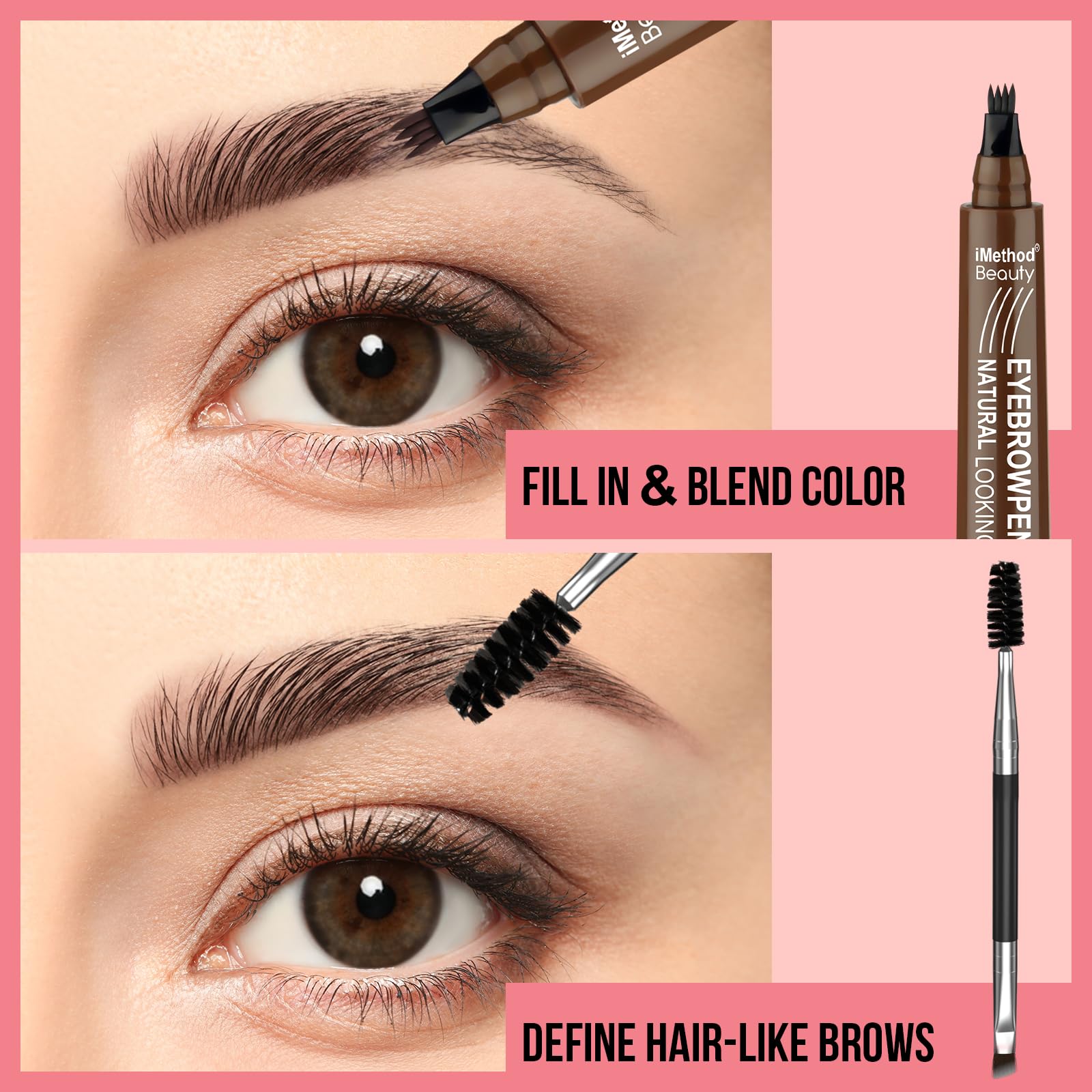 iMethod pen tucked in a makeup bag conveying portability and easy touch-ups