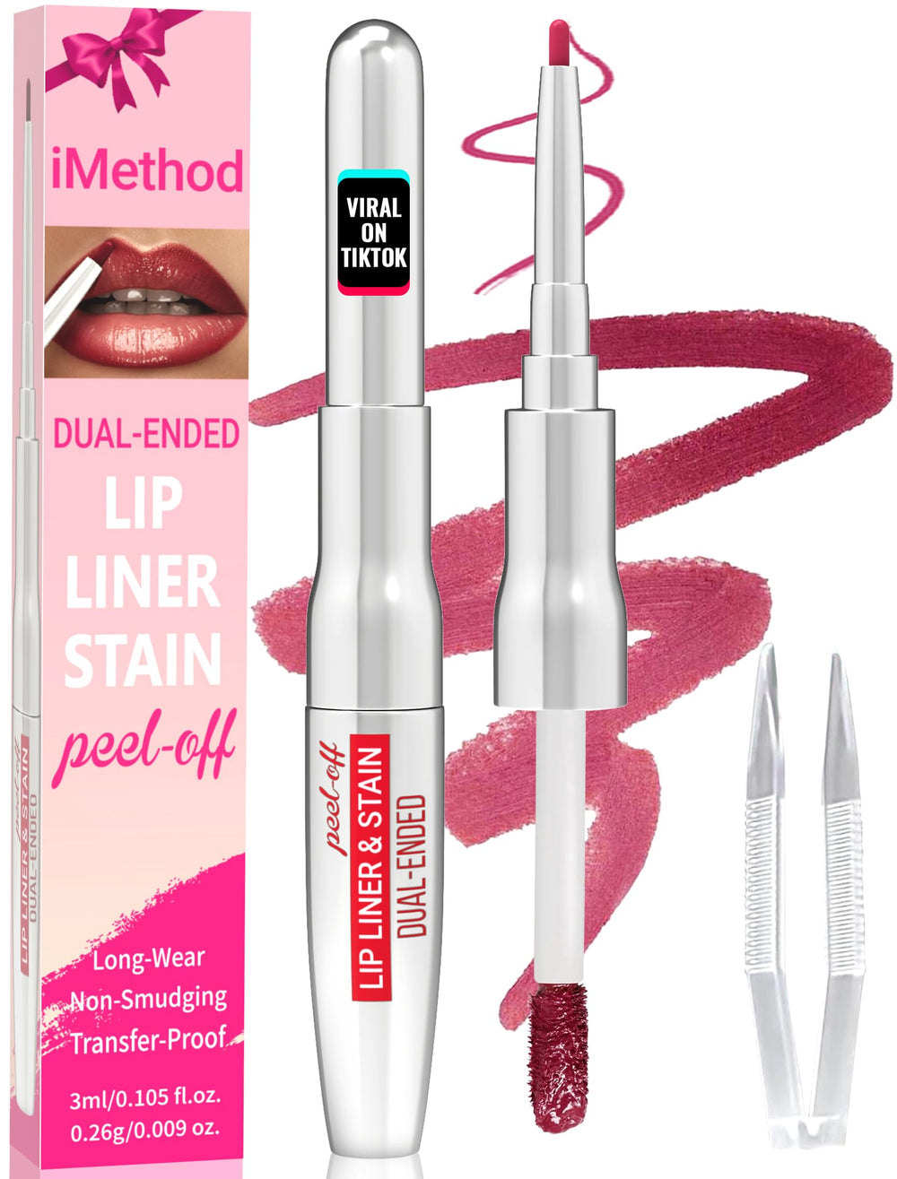 iMethod front packaging showing product and mauve shade benefit: durable daily color